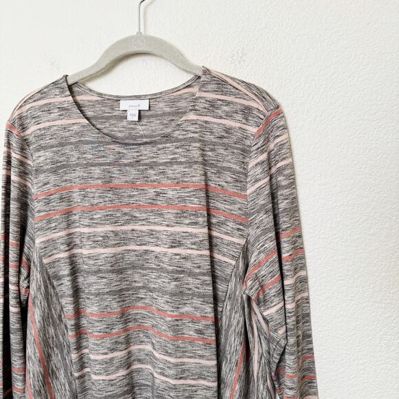 [J. Jill] Pure Jill Striped Scoop Neck Marled Long Sleeve Tunic Top NWT Sz Large - Picture 8 of 11